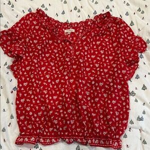 Max Studio Red Floral Blouse